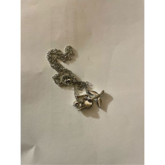 Blue opal ROSE WHITE SAPPHIRE N SILVER NECKLACE - Picture 5 of 6